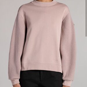 Moncler Mixed Media Virgin Wool & Cotton Sweatshirt in Etherea Pink